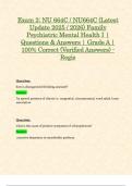 Exam 2&colon; NU 664C &sol; NU664C &lpar;Latest Update 2025 &sol; 2026&rpar; Family Psychiatric Mental Health I &vert; Questions & Answers &vert; Grade A &vert; 100&percnt; Correct &lpar;Verified Answers&rpar; - Regis