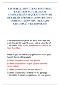 TACO BELL SHIFT LEAD TEST FINAL EXAM 2025 ACTUAL EXAM COMPLETE EXAM QUESTIONS WITH DETAILED VERIFIED ANSWERS &lpar;100&percnt; CORRECT ANSWERS&rpar; &sol;ALREADY GRADED A&plus; &sol;&sol; BRAND NEW&excl;&excl;