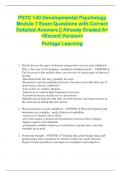 PSYC 140 Developmental Psychology  Module 7 Exam Questions with Correct  Detailed Answers &vert;&vert; Already Graded A&plus;  <Recent Version>  Portage Learning 