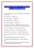 AUTODESK INVENTOR TEST QUESTIONS WITH VERIFIED ANSWERS