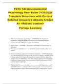 PSYC 140 Developmental  Psychology Final Exam 2025&sol;2026  Complete Questions with Correct  Detailed Answers &vert;&vert; Already Graded  A&plus; <Recent Version>  Portage Learning 