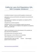 California Laws And Regulations QAL With Complete Solutions&excl;&excl;