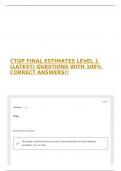 CTQP FINAL ESTIMATES LEVEL 1 &lpar;LATEST&rpar; QUESTIONS WITH 100&percnt; CORRECT ANSWERS&excl;&excl;