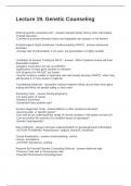 Lecture 19&period; Genetic Counseling Questions and Answers 100&percnt; Correct