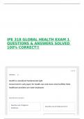 IPE 318 GLOBAL HEALTH EXAM 1 QUESTIONS & ANSWERS SOLVED 100&percnt; CORRECT&excl;&excl;