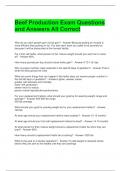 Beef Production Exam Questions and Answers All Correct