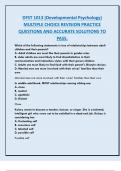DFST 1013 &lpar;Developmental Psychology&rpar; MULTIPLE CHOICE REVISION PRACTICE  QUESTIONS AND ACCURATE SOLUTIONS TO  PASS&period;