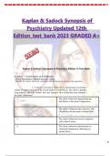 Test Bank for Kaplan and Sadocks Synopsis of Psychiatry&comma; 12th Edition by Boland&comma; 9781975145569&comma; Covering Chapters 1-35 &vert; Includes Rationales