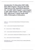Introduction To Education EDF 1005&comma; EDF 2005 Chapter 2 Mcgraw Hill&comma; EDF 1005 Intro to the Teaching Profession Ch&period; 1-6&comma; EDF 1005 Chapter 1 and Chapter 2&comma; EDF 1005 Chapter 5&comma; EDF 1005 Exam 1 EDF 1005 Exam 1 Study Guide&comma; EDF 1005&comma; Philosophy of Education&comma; Qu