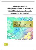 SOLUTION MANUAL Finite Mathematics & Its Applications 13th Edition by Goldstein&comma; All Chapter Completed
