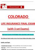 Colorado Life Insurance License Final Exam &lpar;with 3 set Exams&rpar; Qs & Ans to Pass the Exam &lpar;2025 &sol; 2026&rpar;&comma; 100&percnt; Verified