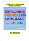 TEST BANK Exploring Medical Language 10th Edition by Myrna LaFleur Brooks &vert;&vert;ALL Chapters 1 - 16 Complete