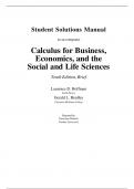 Student solutions manual for calculus for business economics and the social and life sciences tenth