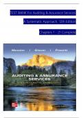 Solution Manual For Auditing & Assurance Services&colon; A Systematic Approach&comma; 12th Edition By William Messier Jr&comma; Steven Glover&comma; Verified Chapters 1 - 21&comma; Complete Newest Version