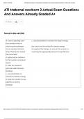 ATI Maternal newborn 2 Actual Exam Questions And Answers Already Graded A&plus;