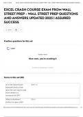EXCEL CRASH COURSE EXAM FROM WALL STREET PREP - WALL STREET PREP QUESTIONS AND ANSWERS UPDATED 2025 &vert; ASSURED SUCCESS
