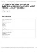 PCT EXAM LATEST EXAM 2025 &vert; ALL 150 QUESTIONS AND CORRECT ANSWERS &vert; LATEST VERSION &vert; ALREADY GRADED A&plus;