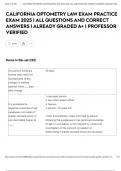 CALIFORNIA OPTOMETRY LAW EXAM  2025 &vert; ALL QUESTIONS AND CORRECT ANSWERS &vert; ALREADY GRADED A&plus; &vert; PROFESSOR VERIFIED