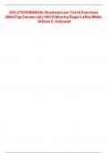 SOLUTION MANUAL Business Law&colon; Text & Exercises &lpar;MindTap Course List&rpar; 10th Edition by Roger LeRoy Miller&comma; William E&period; Hollowell