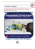 Test Bank Complete&lowbar; Pharmacotherapy&colon; A Pathophysiologic Approach 11th Edition &lpar;Eleventh Edition&rpar;&comma; &lpar;2020&rpar; By Joseph T&period; Dipiro & 5 More&vert; All Chapters 1-161&vert; 20 Sections&vert; Latest Version With Well Detailed Answers&vert; Grade A&plus;