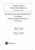 Instructor's Solution Manual for Elementary and Intermediate Algebra for College Students 5th Edition by Allen Angel&comma; Dennis Runde&comma; Chapter 1-15