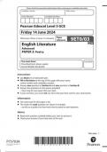 PEARSON EDEXCEL ADVANCED ENGLISH LITERATURE  PAPER 3 JUNE 2024 FINAL QUESTION PAPER 