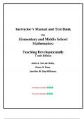 Instructor&rsquo;s Manual and Test Bank for Elementary and Middle School Mathematics&colon; Teaching Developmentally 10th Edition&comma; by John Van de Walle&comma; Chapter 1-22