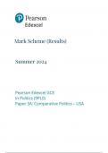 PEARSON EDEXCEL ADVANCED POLITICS  PAPER 3A  JUNE 2024 FINAL MARK SCHEME