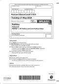 PEARSON EDEXCEL ADVANCED POLITICS  PAPER  1  JUNE 2024 FINAL QUESTION PAPER