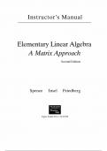 Instructor's Solution Manual for Elementary Linear Algebra &lpar;Classic Version&rpar; 2nd Edition by Lawrence E&period; Spence&comma; All Chapters 