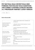 PSY 368 FINAL EXAM NEWEST EXAM 2025 FORENSIC PSYCHOLOGY EXAM QUESTIONS AND CORRECT ANSWERS &lpar;ALREADY GRADED A&plus;&rpar; &vert; PROFESSOR VERIFIED &vert; LATEST VERSION