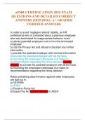 aPHR CERTIFICATION 2025 EXAM QUESTIONS AND DETAILED CORRECT ANSWERS &lpar;2025&sol;2026&rpar; &vert; A&plus; GRADED VERIFIED ANSWERS