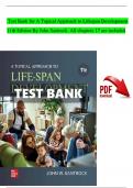 Test Bank for A Topical Approach to Lifespan Development 11th Edition By John Santrock&period; All chapters 17 are included