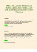 CON 1300 Contract Award Exams &lpar;Latest 2025 &sol; 2026 Updates STUDY BUNDLE PACKAGE&rpar; Questions and Verified Answers - 100&percnt; Correct - Grade A