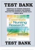 TEST BANK ESSENTIALS OF NURSING RESEARCH&colon; APPRAISING EVIDENCE FOR NURSING PRACTICE 9TH EDITION BY DENISE POLIT&comma; CHERYL BECK UPDATED