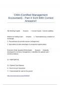 CMA &lpar;Certified Management Accountant&rpar; - Part II SU4 With Correct Answers&excl;&excl;