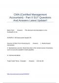 CMA &lpar;Certified Management Accountant&rpar; - Part II SU7 Questions And Answers Latest Update&excl;&excl;