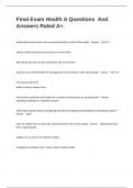 Final Exam Health A Questions  And Answers Rated A&plus;&period; 