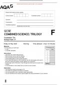 GCSE COMBINED SCIENCE&colon; TRILOGY Foundation Tier Biology Paper 1F MERGED QUESTION PAPER AND MARKING SCHEME
