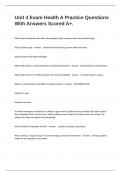 Unit 4 Exam Health A Practice Questions With Answers Scored A&plus;&period;