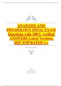 ANATOMY AND PHYSIOLOGY FINAL EXAM Questions with 100- verified ANSWERS Latest