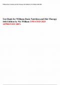Test Bank For Williams Basic Nutrition And Diet Therapy 16th Edition By Nix William