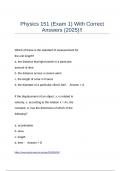 Physics 151 &lpar;Exam 1&rpar; With Correct Answers &lpar;2025&rpar;&excl;&excl;