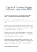 Physics 151 Conceptual Questions And Answers Latest Update &lpar;2025&rpar;&excl;&excl;