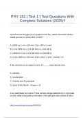 PHY 151 Test 1 Test Questions With Complete Solutions &lpar;2025&rpar;&excl;&excl;
