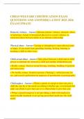 CHILD WELFARE CERTIFICATION EXAM QUESTIONS AND ANSWERS&vert; LATEST 2025-2026 EXAM UPDATE