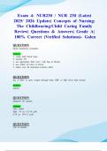 Exam 4&colon; NUR230 &sol; NUR 230 &lpar;Latest 2025&sol; 2026 Update&rpar; Concepts of Nursing&colon; The Childbearing&sol;Child Caring Family Review&vert; Questions & Answers&vert; Grade A&vert; 100&percnt; Correct &lpar;Verified Solutions&rpar;- Galen