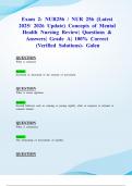 Exam 2&colon; NUR256 &sol; NUR 256 &lpar;Latest 2025&sol; 2026 Update&rpar; Concepts of Mental Health Nursing Review&vert; Questions & Answers&vert; Grade A&vert; 100&percnt; Correct &lpar;Verified Solutions&rpar;- Galen