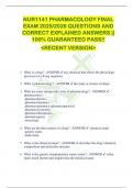 NUR1141 PHARMACOLOGY FINAL  EXAM 2025&sol;2026 QUESTIONS AND  CORRECT EXPLAINED ANSWERS &vert;&vert;  100&percnt; GUARANTEED PASS&excl;&excl;  <RECENT VERSION> 