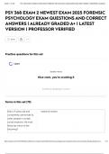 PSY 368 EXAM 2 NEWEST EXAM 2025 FORENSIC PSYCHOLOGY EXAM QUESTIONS AND CORRECT ANSWERS &vert; ALREADY GRADED A&plus; &vert; LATEST VERSION &vert; PROFESSOR VERIFIED